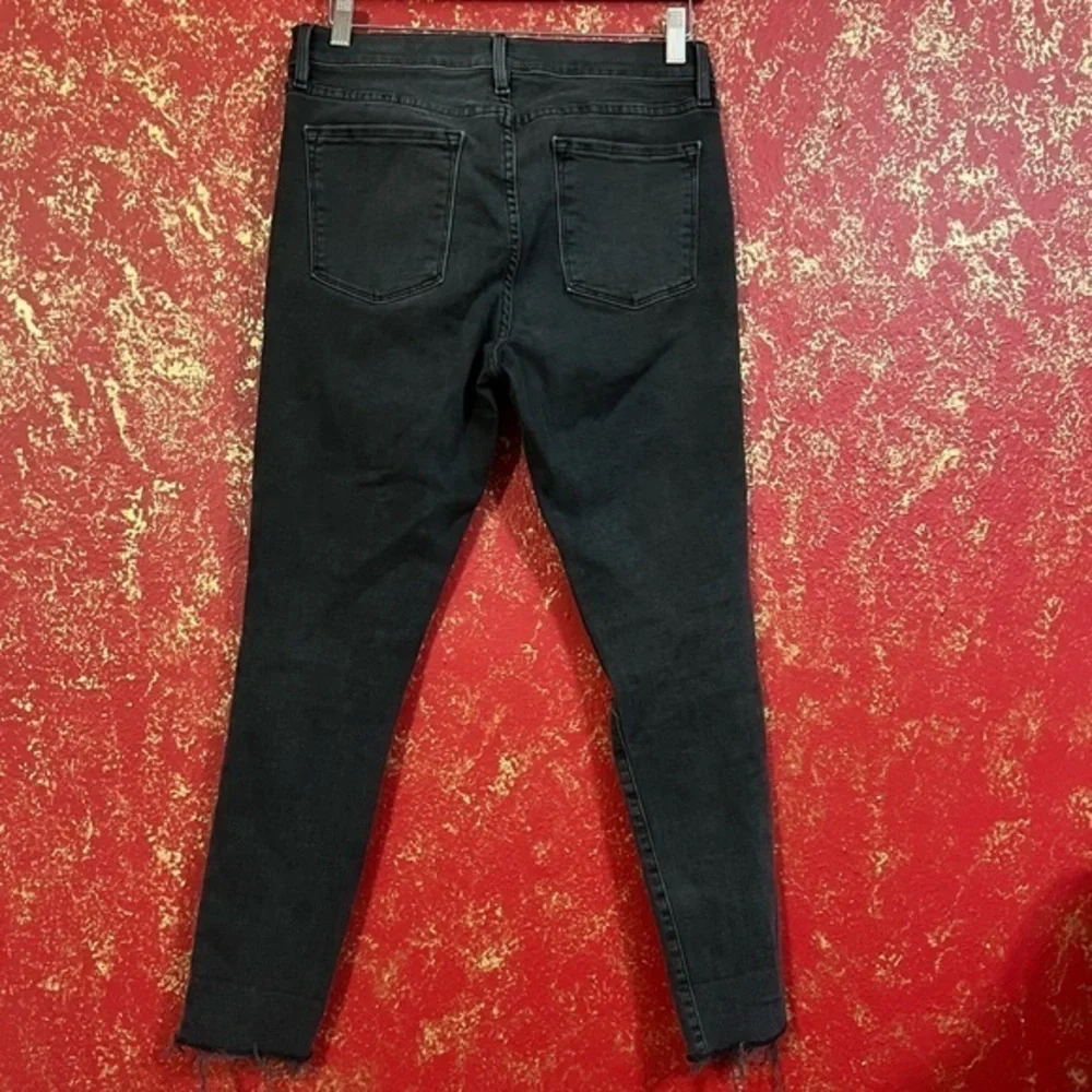 FRAME DENIM Le Skinny De Jeanne Black Ripped Knees Fray Hem Jeans Denim 31 - Picture 4 of 10